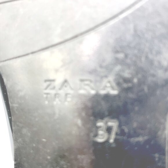 Zara TRF Women's Blucher Black Patent Leather Zip Oxford US 6.5 E 37 Minimalist - Picture 10 of 10